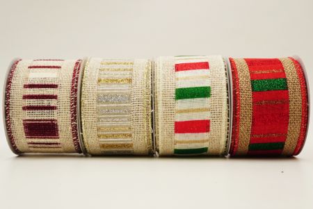粗仿麻布&條紋組合系列緞帶 - 粗仿麻布&條紋組合系列緞帶
